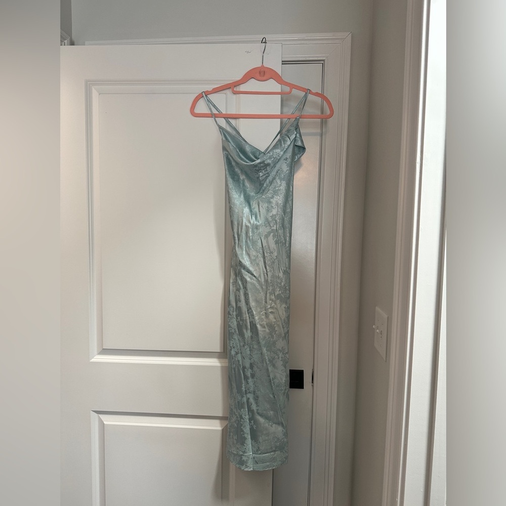 Light Blue Flowy Dress With Flower Design
